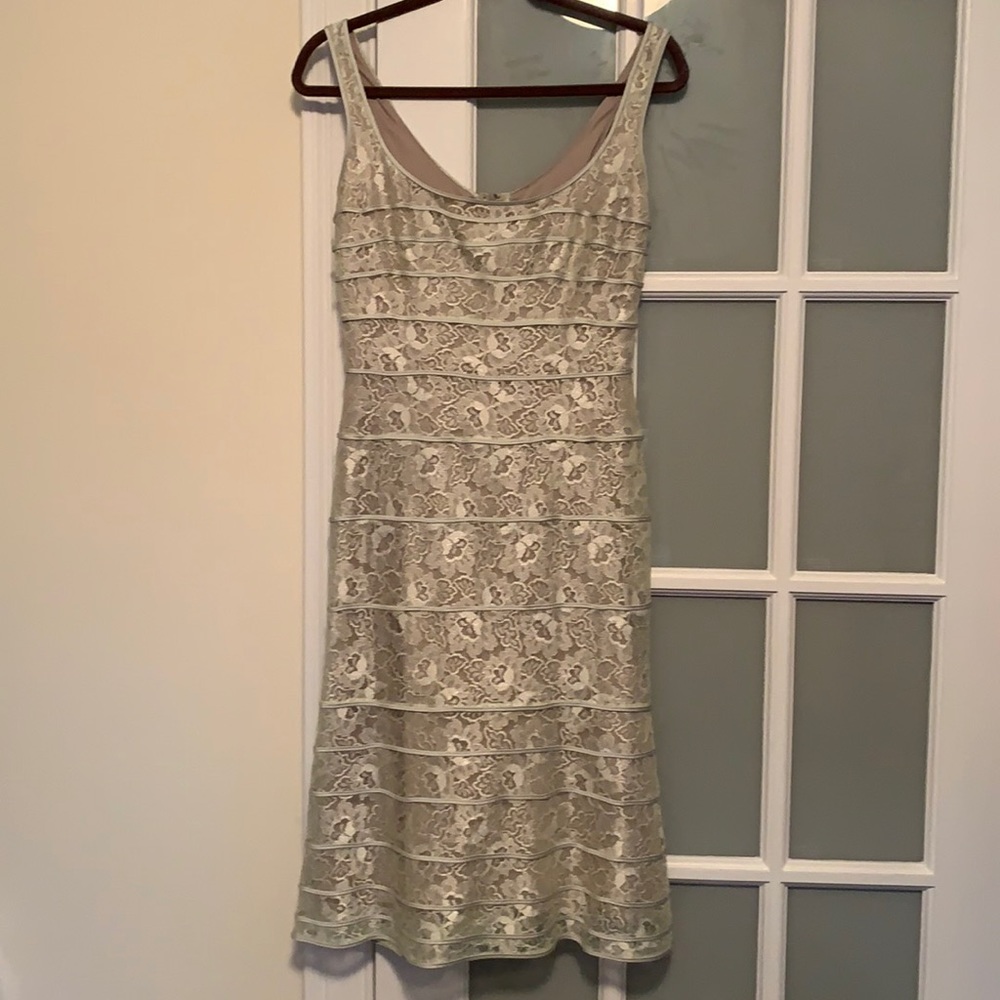 Tadashi Shoji pale green lace dress, size 4